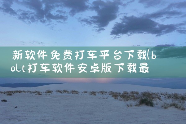 新软件免费打车平台下载